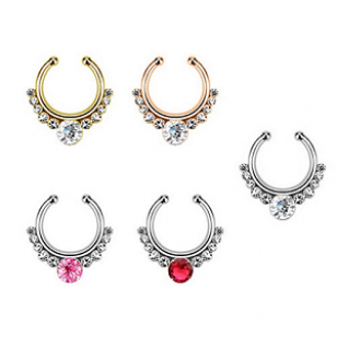 Neus-ring Goud clear strass